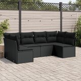  6-dijelni set vrtnih sofa s jastucima crni od poliratana Crna 234 x 124 x 69 cm | Shoptok.si