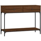 Maison Chic konzolna miza - miza ob steni rjav hrast 100x34,5x75 cm inženirski les, (21786331) Cene