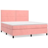  The Living Store Box spring postelja z vzmetnico roza 160x200 cm žamet - Box Spring Postelja, (21492444) | Shoptok.si