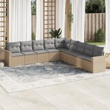 Maison Chic Seti vrtnega pohištva - Vrtna garnitura 9-delna z blazinami bež poli ratan, (21797082) | Shoptok.si