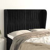 The Living Store Vzglavje z ušesi črno 147x23x118/128 cm žamet - Vzglavje, (21659996) | Shoptok.si