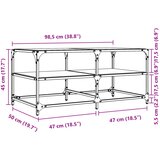  Stolić za kavu s crnom staklenom površinom 98,5x50x45 cm čelik | shoptok.hr