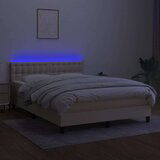  Box spring postelja z vzmetnico LED krem 140x190 cm blago, (20899583) | Shoptok.si