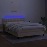  Krevet box spring s madracem LED krem 140x190 cm od tkanine | shoptok.hr