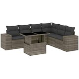 Maison Chic Seti vrtnega pohištva - Vrtna garnitura - Vrtni pohištvo set 7-delna z blazinami siv poli ratan, (21801441) | Shoptok.si