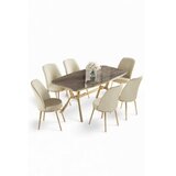 Hanah home Set trpezarijskog stola i stolica (7 delova) Lena Anthracite Gold Cream | Eponuda.com