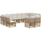  Set vanjskih sofa Prirodna i krema bijela Poliester - Prirodna i kremasto bijela bez stola | shoptok.hr