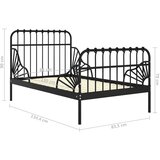  Produživi okvir za krevet crni metalni 80 x 130/200 cm | shoptok.hr