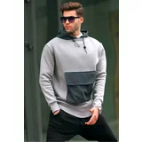 Madmext Men's Dyed Gray Kangaroo Pocket Hooded sweatshirt 6138