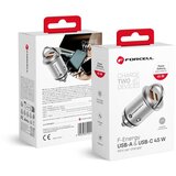 forcell auto punjač mini f-energy usb-c PD45W + usb-a QC3.0 srebrni | ePonuda.com