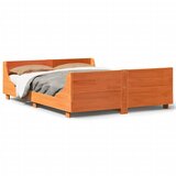 Maison Chic Posteljni okvir - Dvoposteljna postelja - Zakonska postelja brez vzmetnice voščeno rjav 140x190 cm borovina-J13420, (21773101) | Shoptok.si