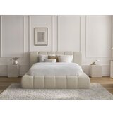 Bobochic Paris Bež oblazinjena zakonska postelja s prostorom za shranjevanje z letvenim dnom 140x190 cm Denali – | Shoptok.si