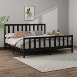  Okvir za krevet od masivne borovine crni 200 x 200 cm | shoptok.hr