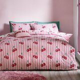 Catherine Lansfield Bijela/ružičasta posteljina za bračni krevet/za produženi krevet 230x220 cm Disco Cherries Stripes – | shoptok.hr