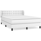 vidaXL Box spring postelja z vzmetnico bel 140x190 cm umetno usnje, (20791061) Cene