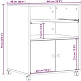  Stalak za pisač s kotačima betonska siva 60 x 48 x 74 cm | shoptok.hr