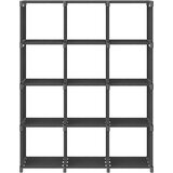 vidaXL Police za izlaganje s 12 kocki od tkanine 103x30x141 cm sive | shoptok.hr