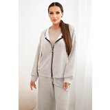 Kesi Włoski Women's set with wide-leg pants and zip-up hoodie gray Cijene