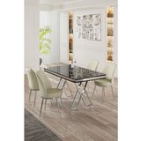Hanah home vals - black marble, chrome, cream black marblechromecream dining table & chairs set (5 pieces) | ePonuda.com