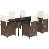  7-dijelni vrtni blagovaonski set s jastucima poliratan smeđi Smeđa 200 cm table length | shoptok.hr