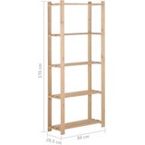 vidaXL Stalak za pohranu s 5 razina 80x28,5x170 cm od masivne borovine | shoptok.hr