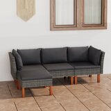 Maison Chic Seti vrtnega pohištva - Vrtna garnitura - Vrtni pohištvo set 4-delna z blazinami poli ratan siva, (21817887) | Shoptok.si