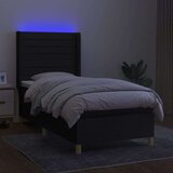 vidaXL Box spring postelja z vzmetnico LED črna 90x190 cm blago | Shoptok.si