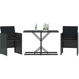  3-dijelni bistro set s jastucima crni od poliratana | Eponuda.com