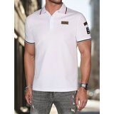 DStreet Koszulka męska polo z naszywkami biała | shoptok.hr