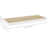 vidaXL plutajuća zidna polica boja hrasta i bijela 60x23,5x3,8 cm MDF | shoptok.hr