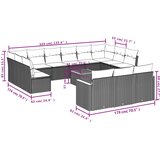  14-dijelni set vrtnih sofa s jastucima poliratan Bež | shoptok.hr