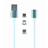 Magnetni polnilni USB kabel combo 3-v-1, srebrn, 1 m, (20442543)