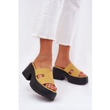 Boto Ladies Platform Slippers With A Chunky Heel Yellow Rizana | shoptok.hr