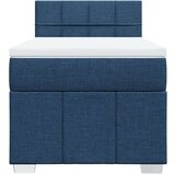 vidaXL Box spring postelja z vzmetnico modra 90x200 cm blago | Shoptok.si