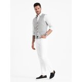Ombre Men's jacquard suit vest without lapels - light grey | Shoptok.si
