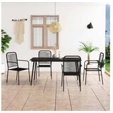  5-dijelni vrtni blagovaonski set pamučni konop i čelik crni | shoptok.hr