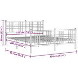 Metalni okvir kreveta uzglavlje i podnožje bijeli 150 x 200 cm | shoptok.hr
