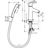 Hansgrohe 72290000 talis s 100 armatura za umivalnik s higijenskim tuš setom u