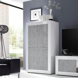 LC Mobili Visoka komoda s 4 vrata, bijeli sjaj/cement - BASIC 209015-04B Cijene