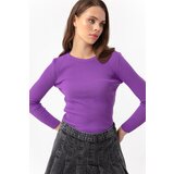 Lafaba Women's Purple Crew Neck Knitwear Sweater cene
