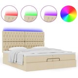  Otomanski okvir kreveta s madracima krem 200x200cm od tkanine | shoptok.hr