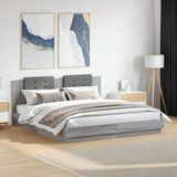 Maison Chic Posteljni okvir - Dvoposteljna postelja - Zakonska postelja z vzglavjem in LED siva sonoma 200x200 cm, (21696284) | Shoptok.si