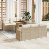  Vrtna garnitura - 7-dijelni set vrtnih sofa s jastučićima Bež poly ratan | shoptok.hr