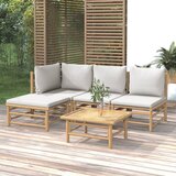 Maison Chic Seti vrtnega pohištva - Vrtna garnitura - Vrtni pohištvo set 5-delna svetlo sive blazine bambus, (21815723) | Shoptok.si