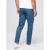 Ombre Men's denim joggers with asymmetrical stitching - blue | Shoptok.si