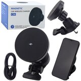 Lean Toys Magnetni držač z auto sa induktivnim punjenjem 15W - crni | shoptok.hr