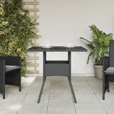  Vrtni stol sa staklenom pločom crni 80x80x75 cm od poliratana | shoptok.hr