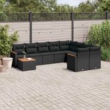  10-dijelni set vrtnih sofa s jastucima crni od poliratana Crna 62 x 62 x 69 cm | shoptok.hr