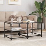 Furnova Klubske mizice s črno stekleno površino 2 kos 50x50x45 cm jeklo, (21912991) | Shoptok.si