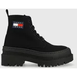 Tommy Jeans Čizme Foxing Boot za žene, boja: crna, s platformom